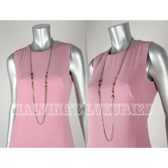 GUCCI NECKLACE RAINDROP COLLECTION STERLING SILVER ORANGE STONES - Picture 4 of 5